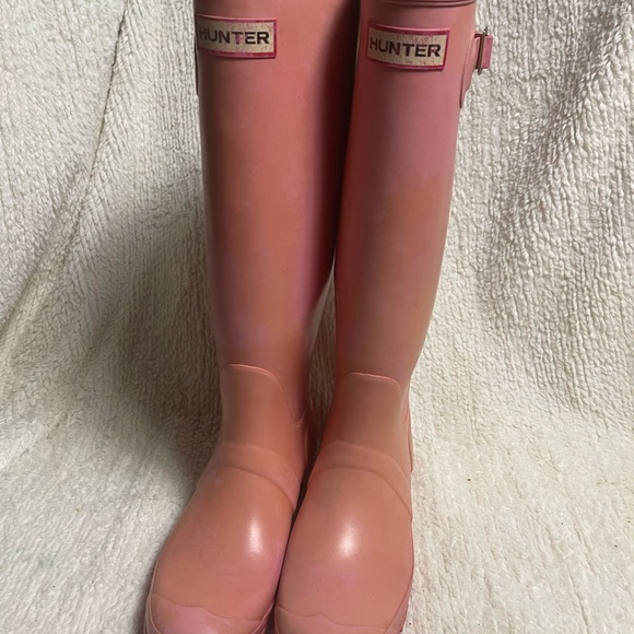Hunter faded Pink Tall Rubber knee high Rain Boots Size7M - Picture 1 of 10